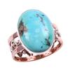 Натуральный тибетский бирюзовый драгоценный камень 925 пробы цельное серебро двухцветное кольцо S.9.5US H0Y48