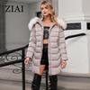 Зимняя женская парка с большим меховым воротником и капюшоном, толстое теплое хлопковое пальто, длинный пуховик, стеганое пальто, женская одежда ZR-1998