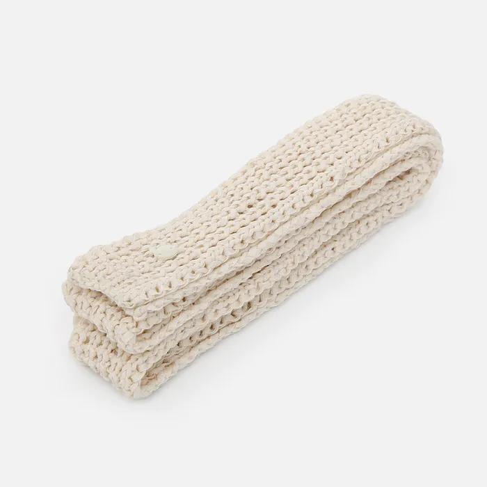 Хлопковый летний тонкий вязаный шарф-снуд КРЮЧКОМ LINE MUFFLER / Овсяный