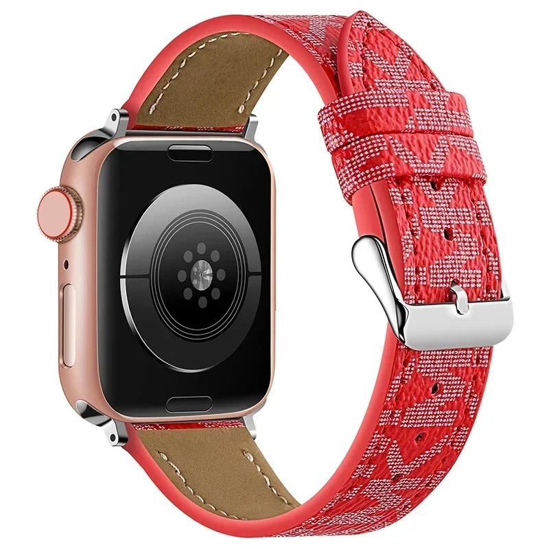 Роскошные ремешки для часов, совместимые с Apple Watch Band 38 мм 40 мм 41 мм 42 мм 44 мм 45 мм, Дизайнерский ретро-кожаный ремешок Классический Ban