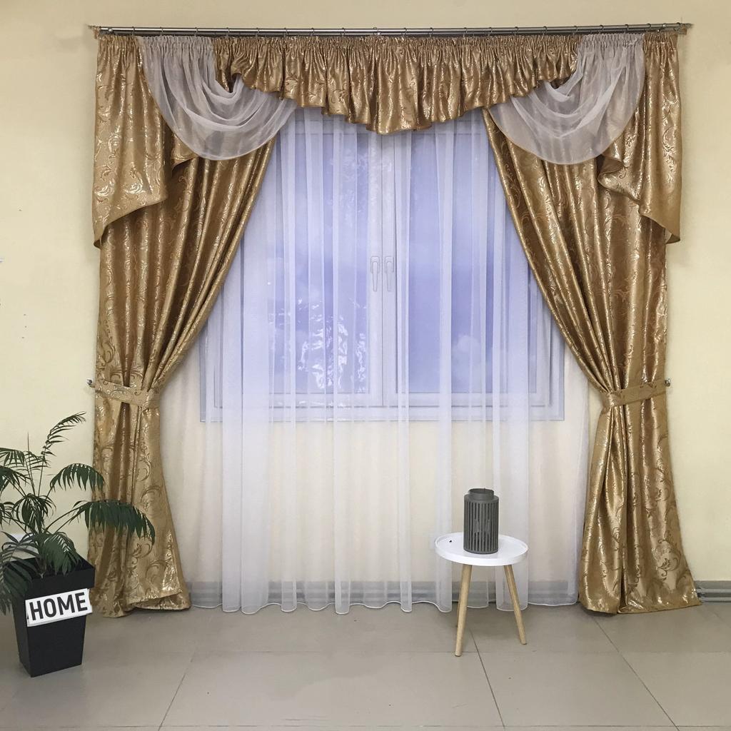 Комплект оконных штор с ламбрекеном (150х270 см), жаккард