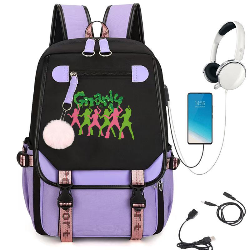 KATSEYE Backpack USB Charging Port Student Bookbag Travel Daypack Fashion Casual Laptop Compatible Large Capacity Water-Resistant 60123-12
