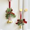 Рождественские колокольчики, дверной подвес, бархатный бант, сосновые шишки, подвески-колокольчики для рождественского украшения 2025, рождественский подарок, Ноэль