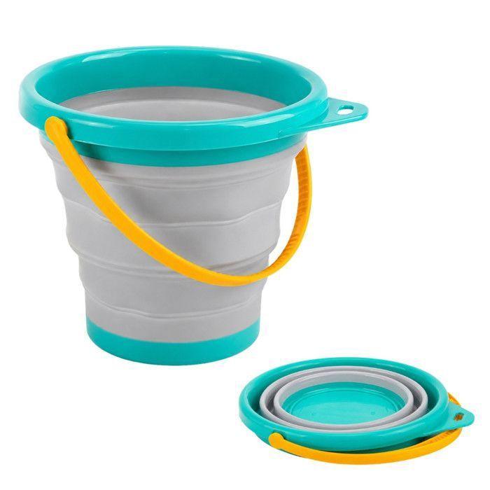 Seau Pliable Coloré Multi Usages 17 cm Compact et Pratique – Seau Souple pour Camping, Jardin, Plage et Rangement