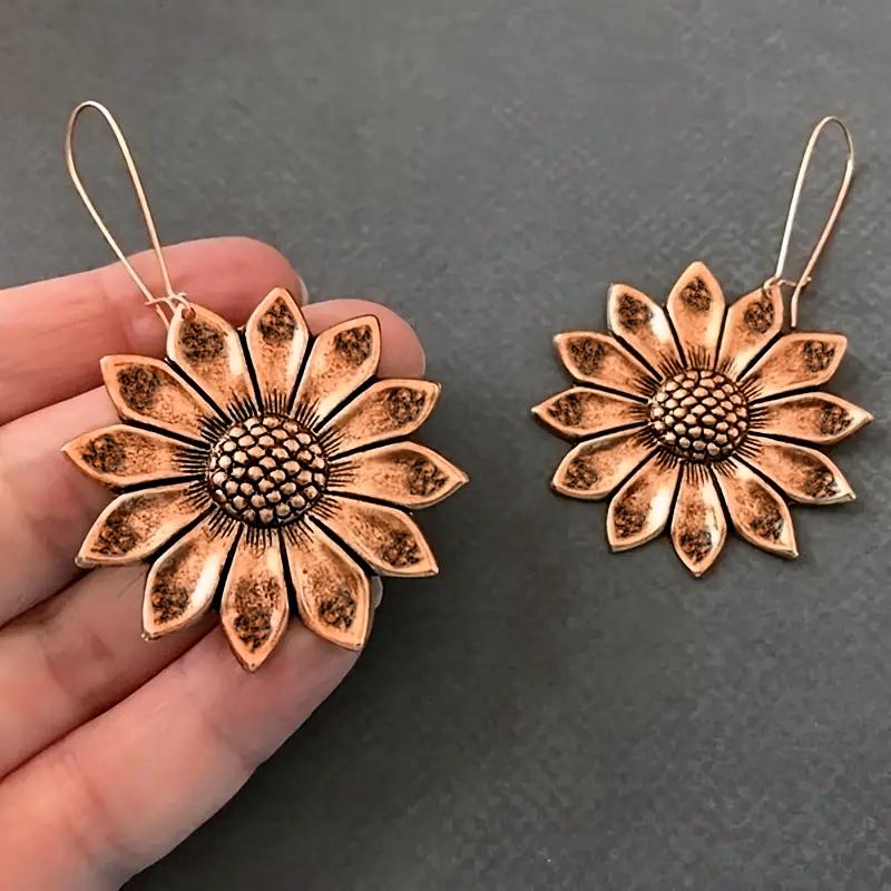 Нежные серьги-подвески в виде подсолнуха Хуэйтань, женские украшения на годовщину, изысканные цветочные аксессуары в металлическом стиле для женщин