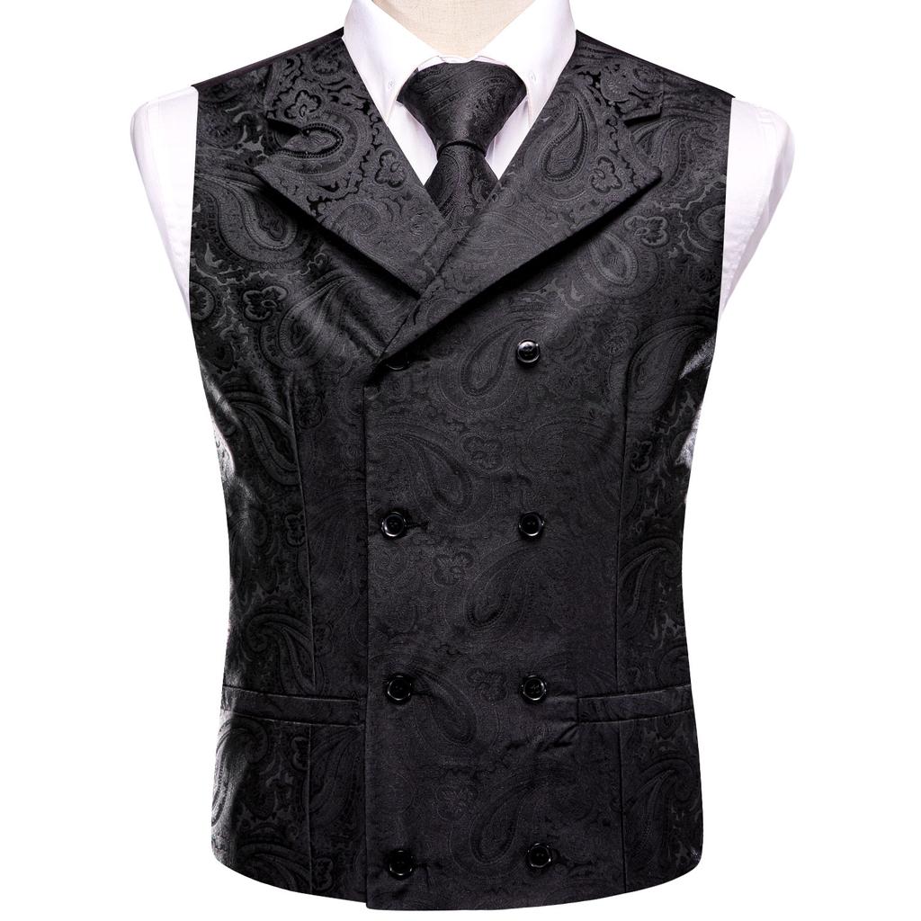 Formal Casual Vest Tie Set Mens Silk Waistcoat Tuxedo Gilet Hankie Cufflinks