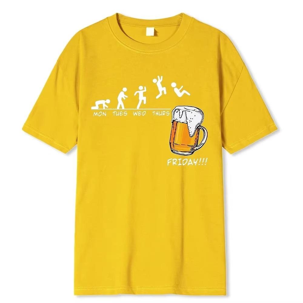 Мужские брендовые футболки Friday Beer Print с забавной графикой в стиле хип-хоп, летние мужские футболки, уличная одежда, хлопковая футболка Harajuku с коротким рукавом