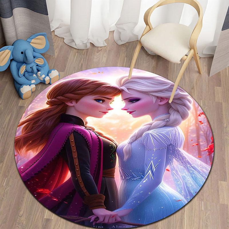 Elsa Print Round Rugs in 5 Sizes, Suitable for Decorating Living Rooms, Bedrooms, Tables, Chairs, Sofas, Etc.