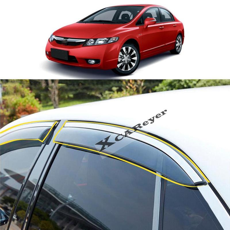Для Honda Civic Sedan 8-го поколения 2006 2007 2008 2009 2010 2011 Наклейка на кузов автомобиля Пластиковый Дефлектор окна Дождевой/Солнцезащитный Козырек Вентиляционное отверстие