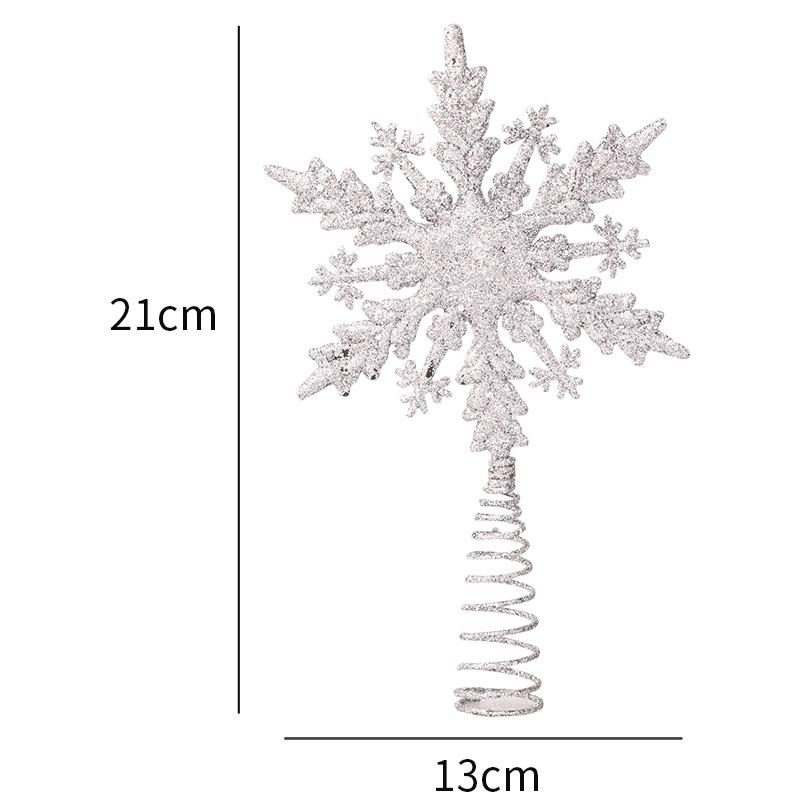 Christmas Tree Top Glitter Gold Silver Star Xmas Tree Snowflake Ornaments Christmas Decoration For Home