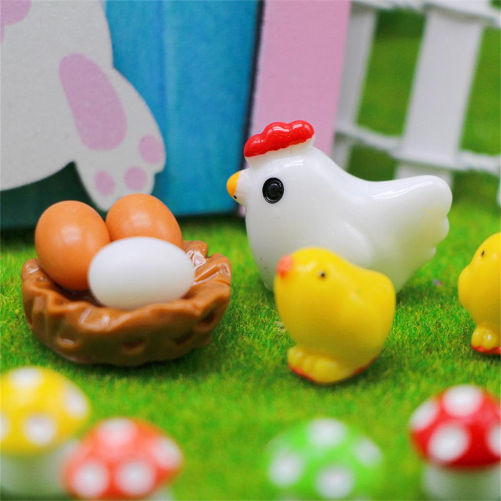 Dollhouse Miniature Accessories Spring Easter Rabbit Garden Animal Chick Door Landscape Scene Model Photo Props DIY Toy