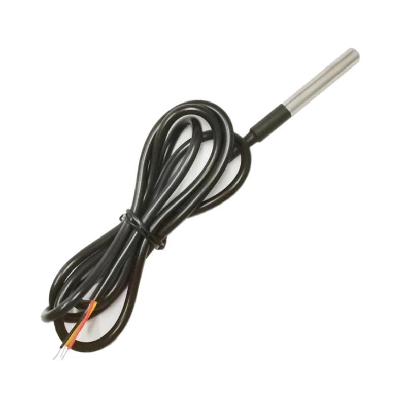 1PCS DS1820 Stainless steel package Waterproof DS18b20 temperature probe temperature sensor 18B20 5M