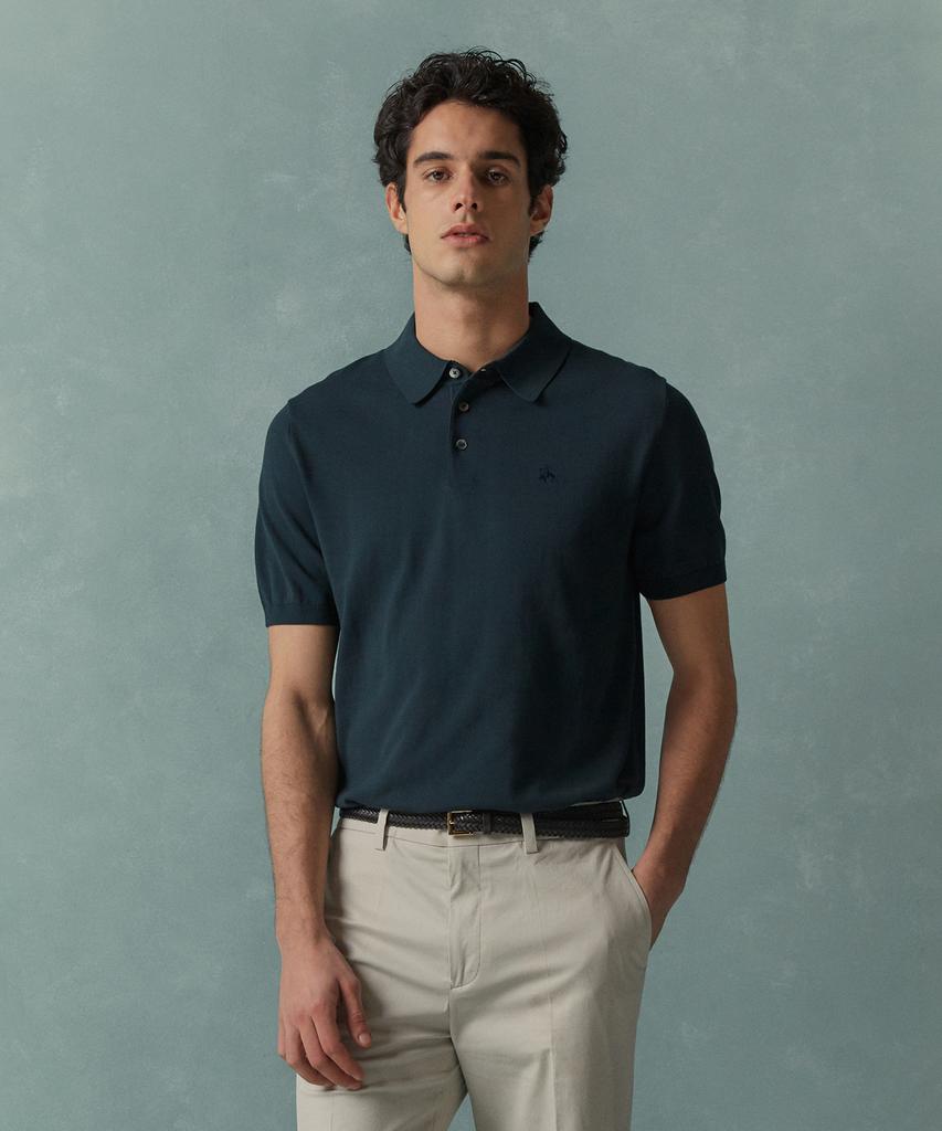 BROOKS BROTHERS Cotton Polo Short Sleeve Sweater (Dark Green) (Bbwtmog202)
