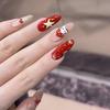 24 Pieces Autumn and Winter Christmas Red Kitty Cat Bow Star Almond Nail 24 Pieces Wearable Nails