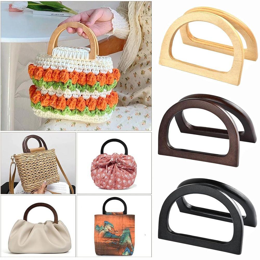 New Wooden Handbag Handles D-shaped DIY Purse Handles Replacement Purse Strap