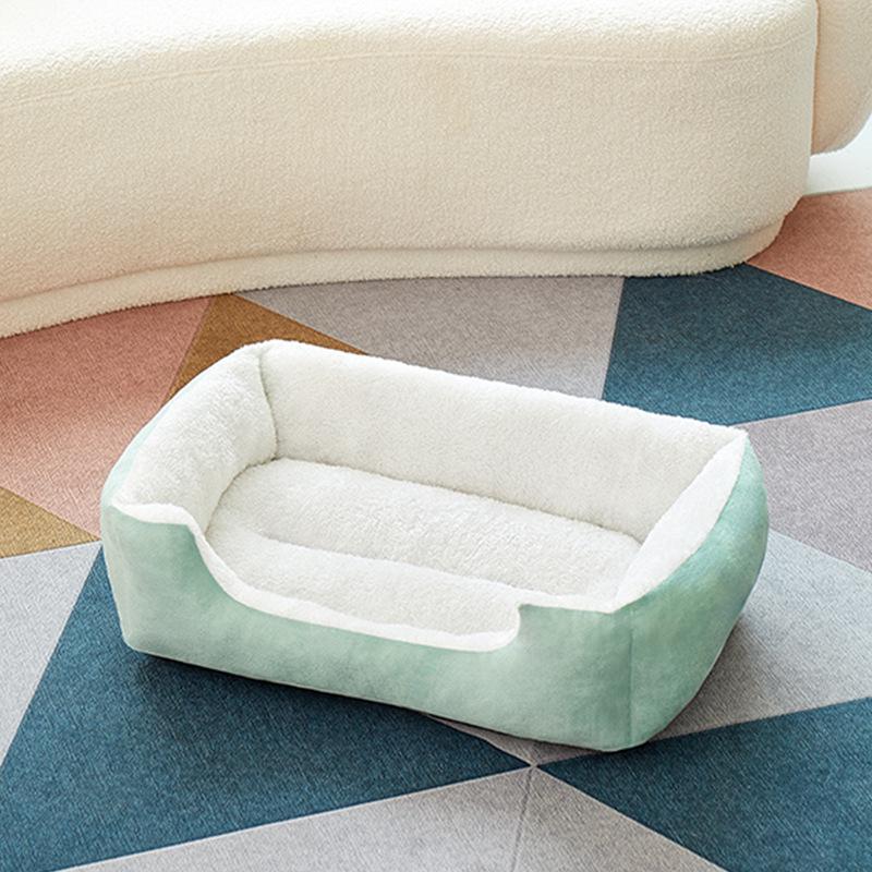 Квадратная нескользящая лежанка для домашних животных - влагостойкая, для использования в любое время года, теплое плюшевое гнездо для кошек и собак
