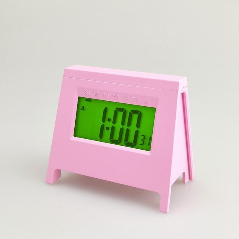 Automatic Night Light Mini Alarm Clock for Bedroom or Office Quiet Mechanism 12/24 Hour LCD Display Digital Table Clock