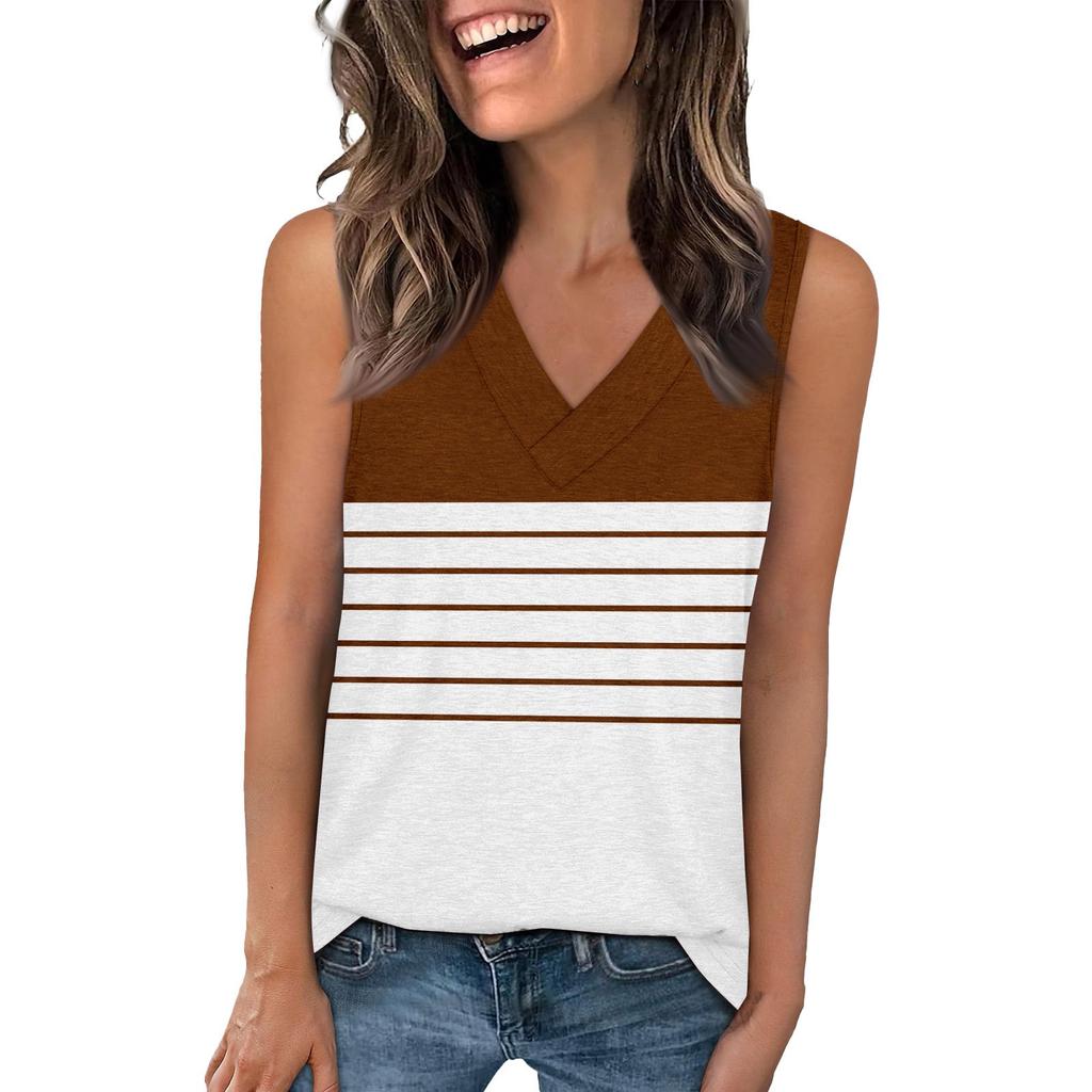 Tank Top Women Casual Printed Soft Summer V Neck Sleeveless Tops