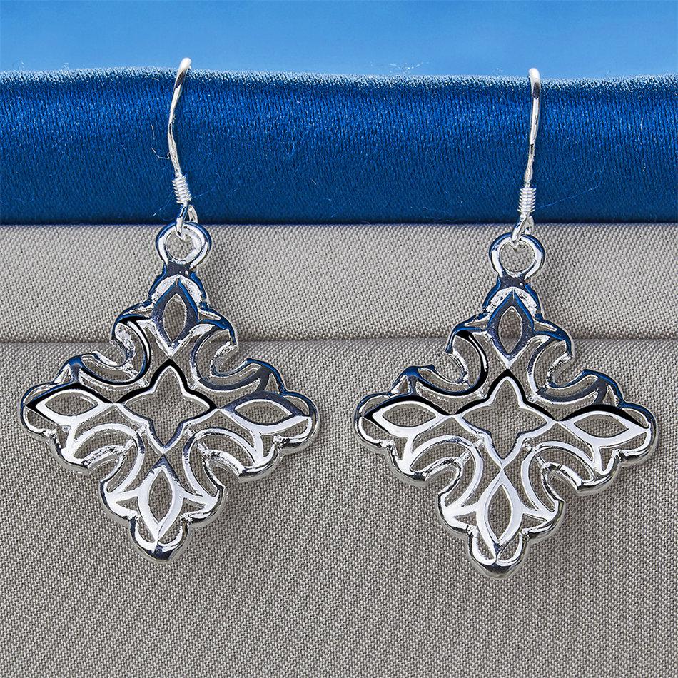 925 Sterling Silver Exquisite Hollow Snowflake Earrings for Women Fashion Charming Wedding Jewelry Accessories