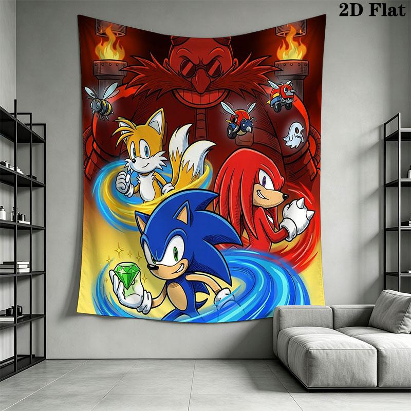 Hedgehog Sonic Whiz Wall Hanging Printed Fabric Blanket Decorative Tapestries for Bedroom Living Room Home Decor