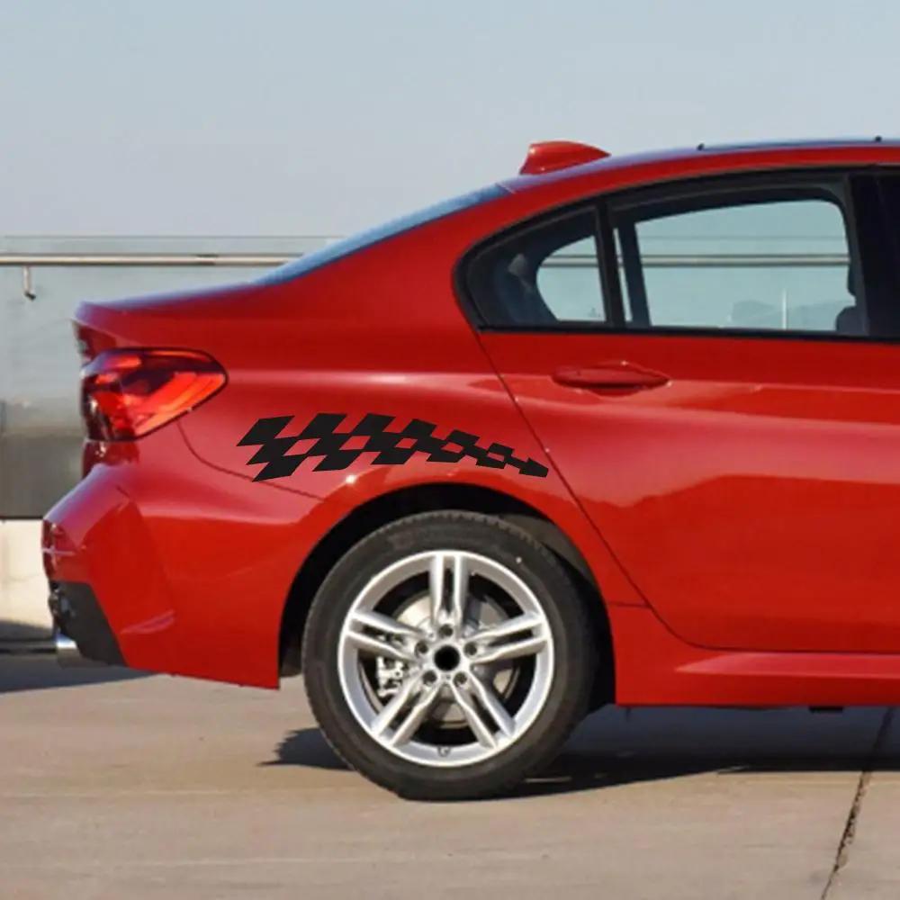 Motorcycle Car Racing Wheel Flags Reflector Stickers Vehicle Car Decals Plaid Safety Vinyl Stickers Prevention Car Decals