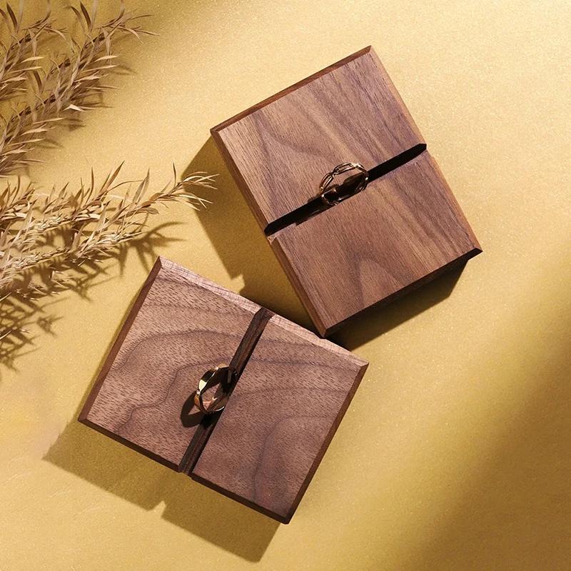 Simple Walnut Vintage Jewelry Ring Showcase Stand Creative High-end Light Luxury Jewelry Display Tray Storage Jeweler Counter  Ornaments Accessory