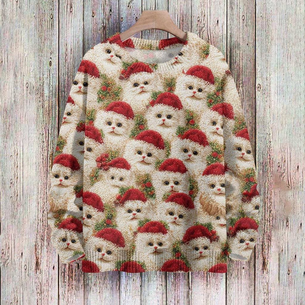 Christmas Sweatshirts For Women Knit Sweater Cute Shirt Fall Crewneck Pullover Tops
