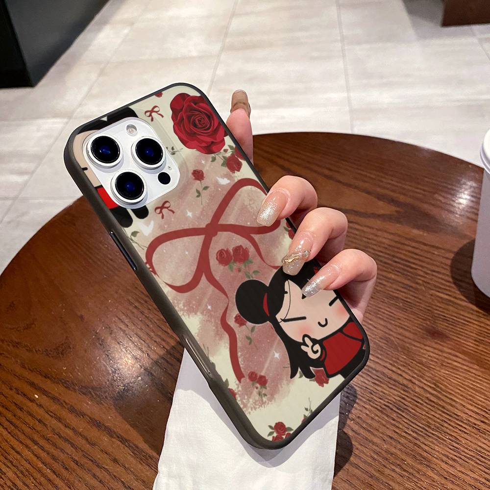 Popular Animation P-Pucca Phone Case For IPhone 17 16 15 11 12 13 14 Pro Max Soft Corrugated Silicone Cover Case