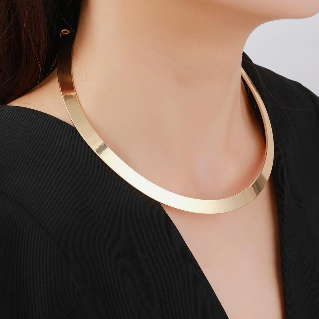 Hiphop Punk Snake Bone Chain Sexy Clavicle Necklace for Women Bold Stainless Steel Gold Color Minimalist Choker Party Jewelry