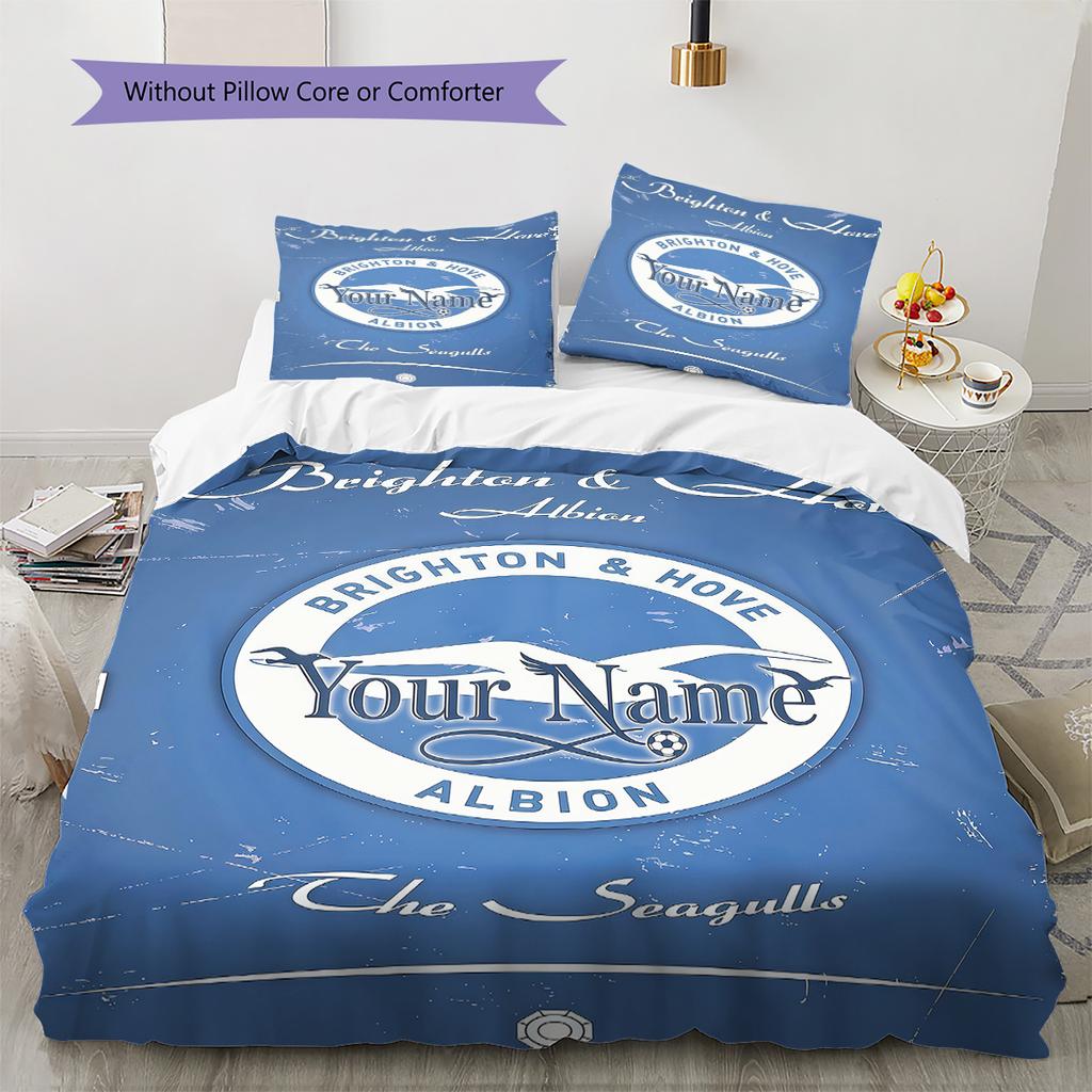 Brighton Hove Albion Custom Name Pattern Bedding Quilt Set Quilt Cover Pillowcase Home Birthday Gift(1 * duvet cover + 2 * pillowcase, without core)