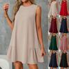 Women's Fashion Casual Sleeveless Round Neck Ruffle Dresses