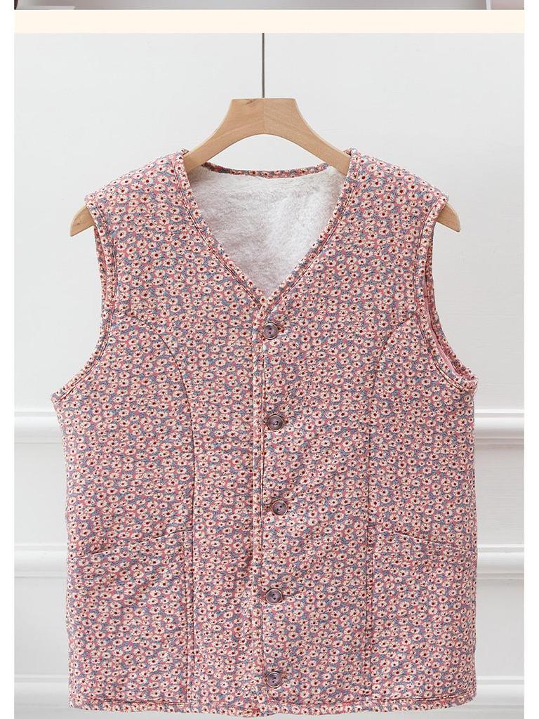 Теплый хлопковый жилет на флисовой подкладке для женщин среднего и пожилого возраста, идеально подходит для мам и бабушек