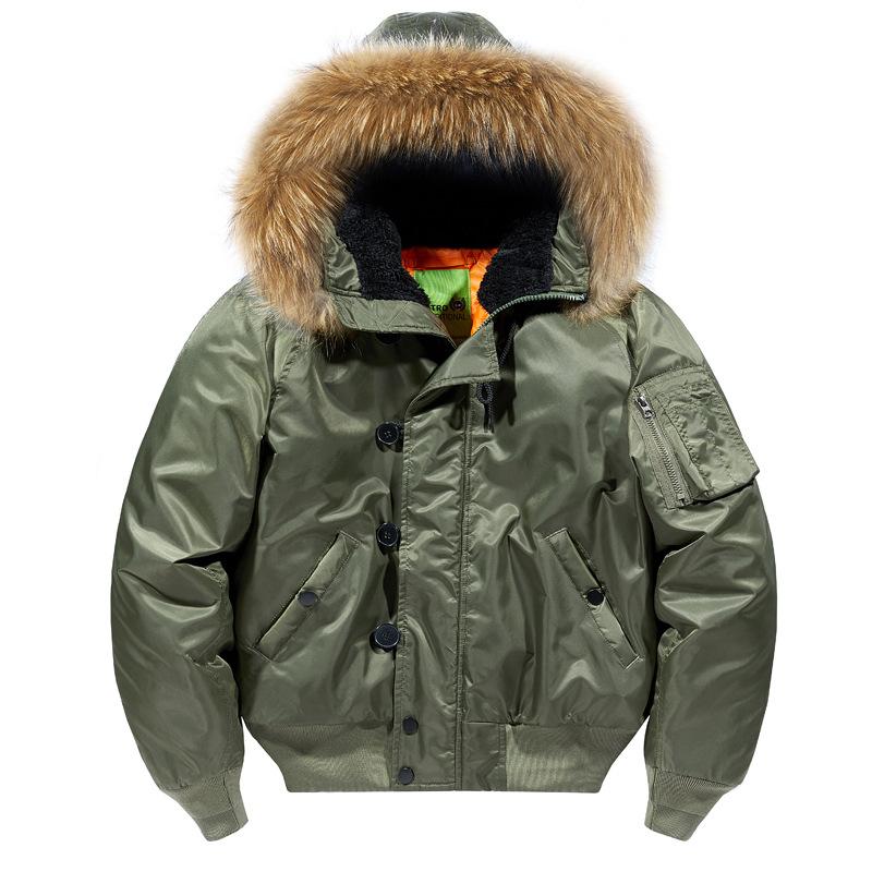New Men MA1 Bomber Jackets Winter Cotton Padded Coats Fur Hooded Windbreaker Parka Male Outerwear