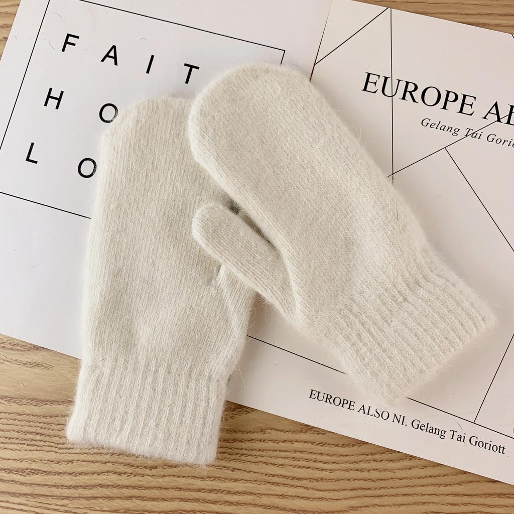 Женские зимние двухслойные перчатки из шерсти.3 цвета на выбор