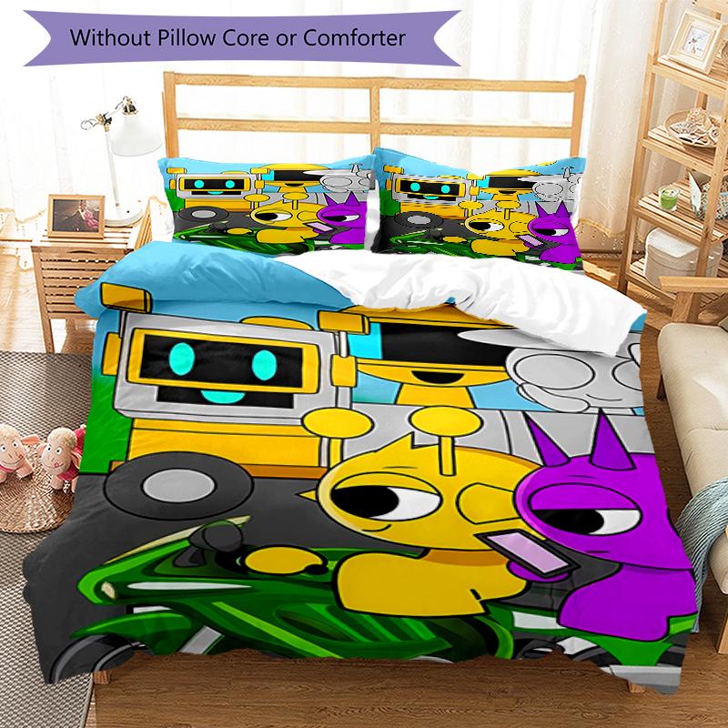 3pcs SPRUNKI8 Design Cover Set - HD Printed Bedding with 1 Cover and 2 Pillowcases - Perfect for Home and Dorm Decor