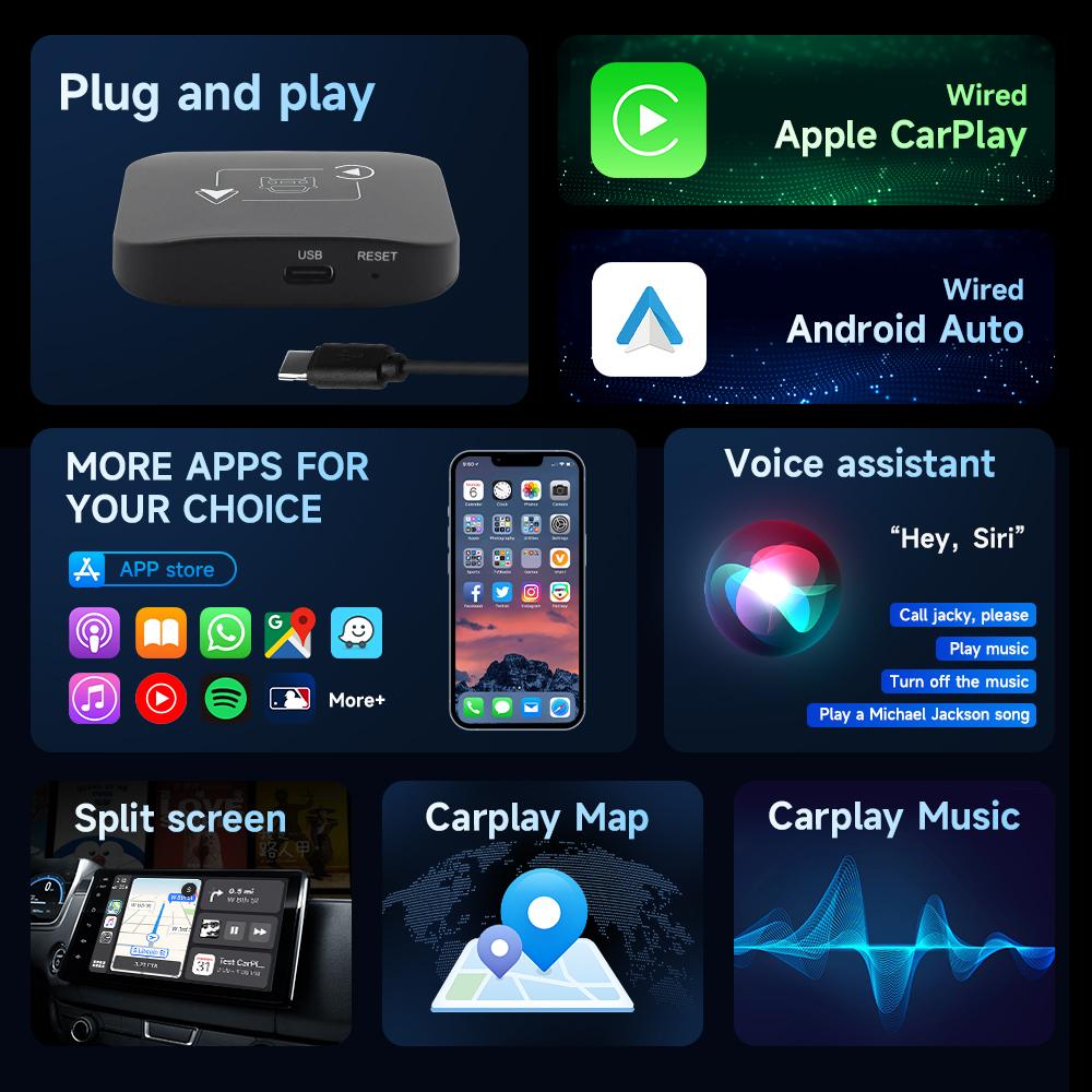 SKIG Беспроводной Carplay к Android auto Закрытый 2-в-1 оригинальный проводной автомобиль к беспроводному блоку carplay
