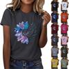 Women's Casual Floral Print Short Sleeved T-shirt With Round Neck Top