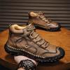 Весна/ ОсеньМужские высокие повседневные кроссовки Ручная работа Кожаная обувь Большой размер 39-48