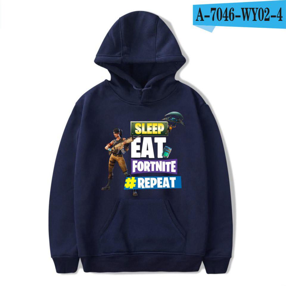 Printed Game Fortnite Sleep Eat Fortnite Repeat Casual Long Sleeve Hoodie Cotton