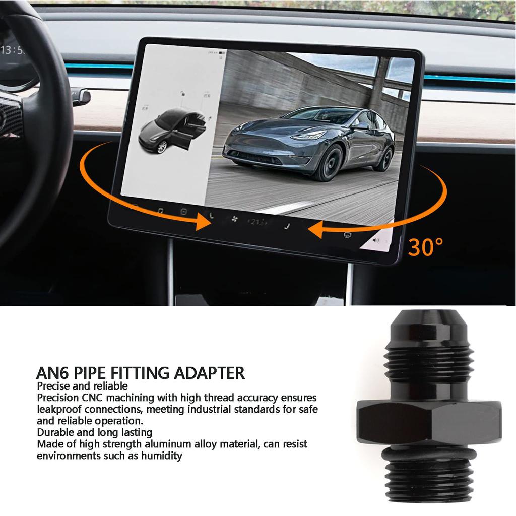 AN6 Pipe Fitting Adapter Aluminum Alloy External Thread Adapter Black for Fuel Gas Oil Line External Thread Adapter