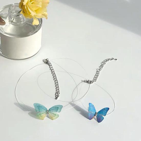 Ожерелье-чокер в виде бабочки, бохо, невидимая цепочка, бабочка, фея, чокер, прозрачная леска, ожерелье для женщин и женщин