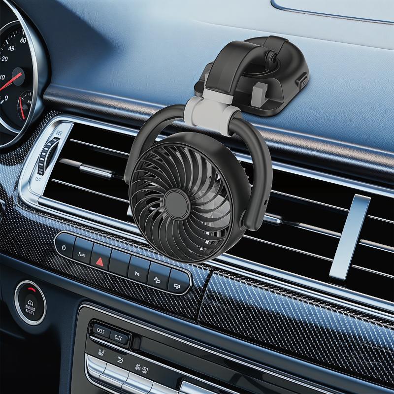 Автомобильный USB-вентилятор охлаждения с 3 скоростями, 5 В, 1 А, с регулируемым на 360 градусов выходным отверстием, 5-лопастной, низкий уровень шума, для автомобиля, грузовика, внедорожника, седана