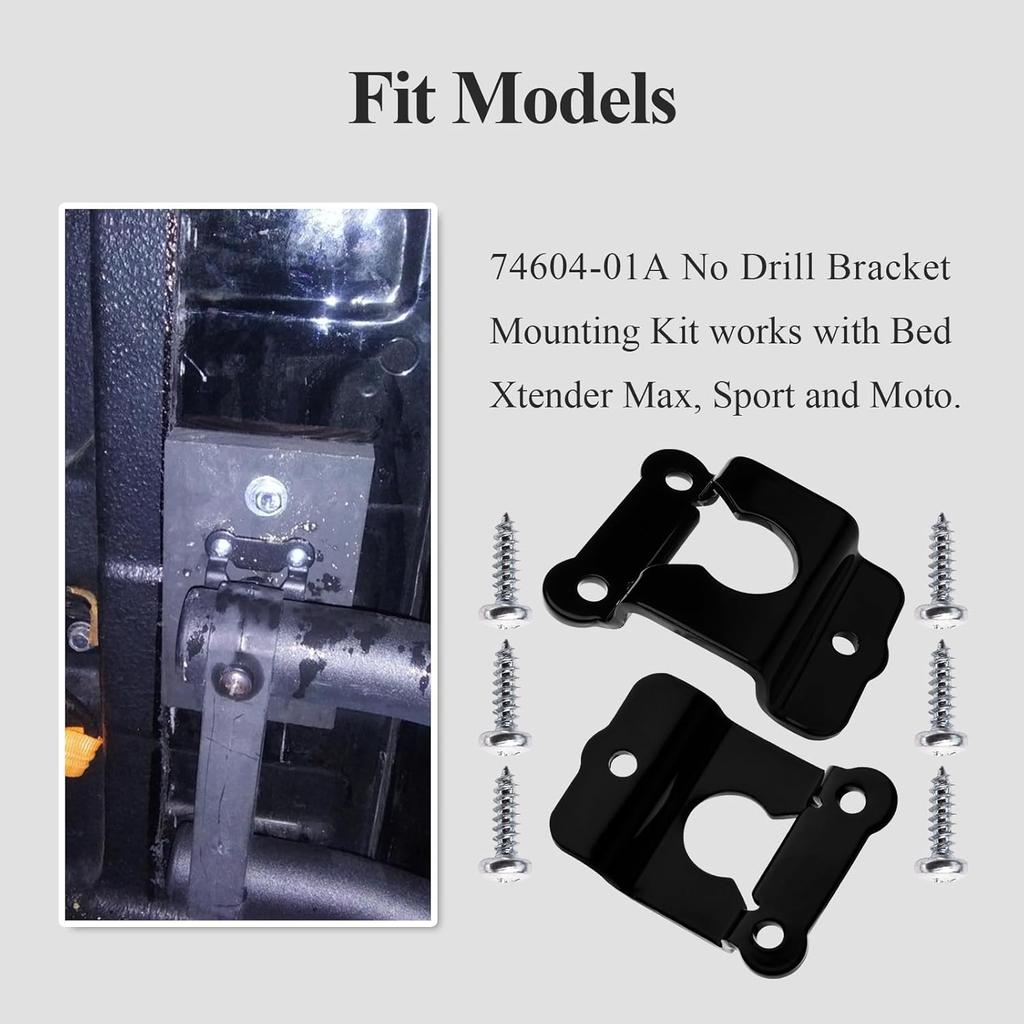 74604-01A No Drill Bracket Mounting Kit, Fit For AMP Research Bed Xtender Max, Sport And Moto 1984-2024 All Models, Truck Bed Tailgate Extender