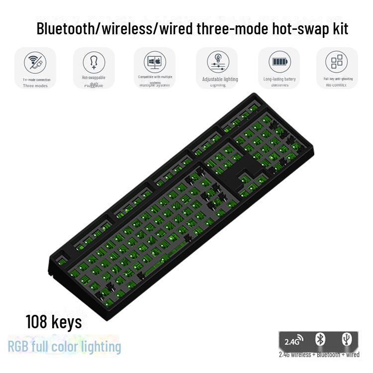 Беспроводная Bluetooth механическая клавиатура DIY Kit, RGB, три режима, 84-108 клавиш