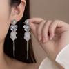 Французские Изысканные Серьги-Кисточки с Цветами, Усыпанные Алмазами, Масштабные, Легкая Роскошь, Высококачественный Дизайн, Серьги-Гвоздики, Нишевые Серьги