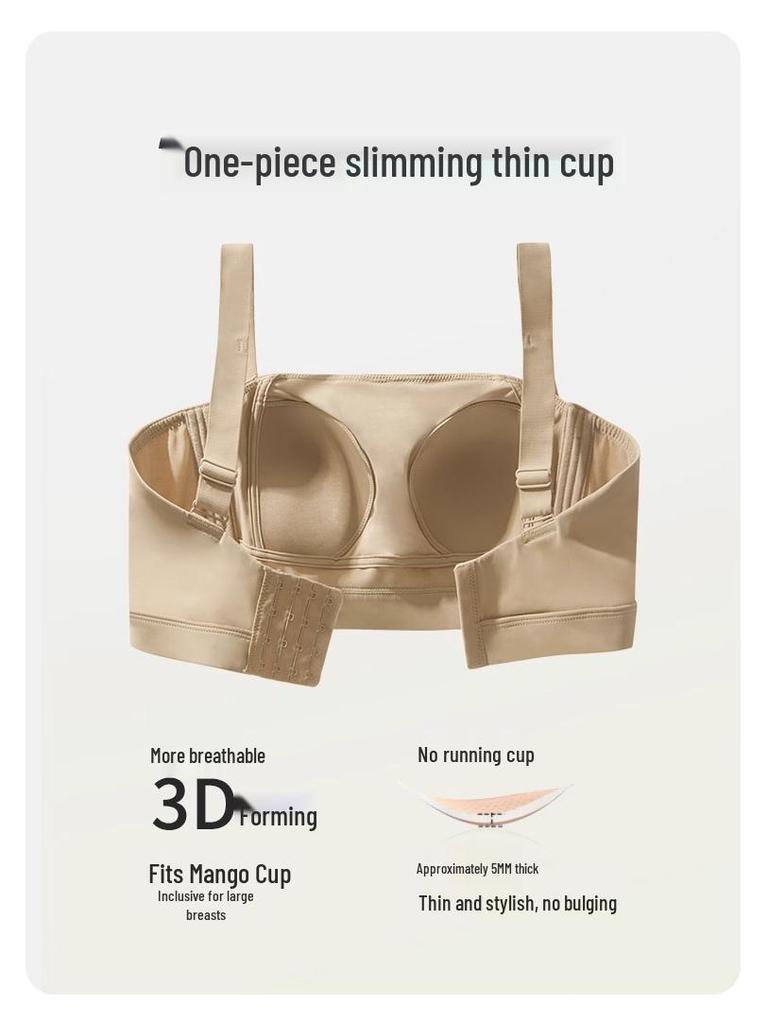 Seamless Plus Size Breathable Lifting Bra: Thin, No Underwire, Anti-Sagging, Side Support, Slimming Effect