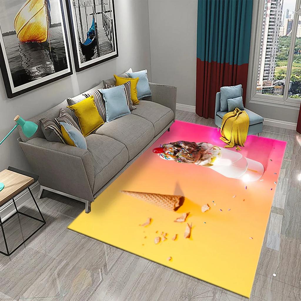 Ковер Мороженое Десертный Узор Коврики для Гостиной Детской Спальни Коврик для Веранды Кухонные Нескользящие Коврики Декор Прихожей Ковер