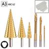 6Pcs HSS Steel Titanium Step Drill Bit Set 4-12/20/32mm Metal Hole Cutter Wood Cone Core Drilling Hole Saw Tool+3,6,8 Saw Drill
