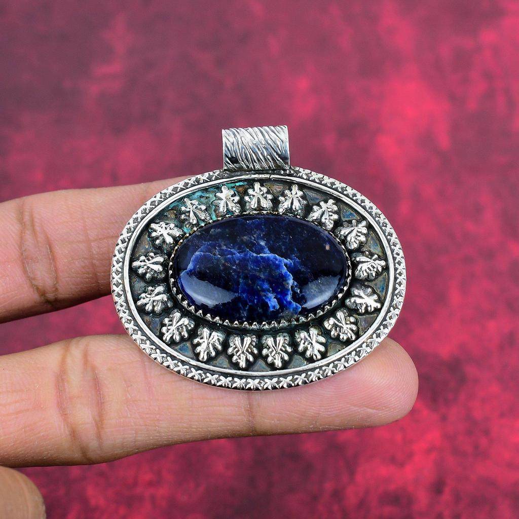Подвеска с содалитом, драгоценный камень, 925 пробы, серебряное ювелирное украшение, ручная работа, подвеска с камнем по дате рождения, подарок для него