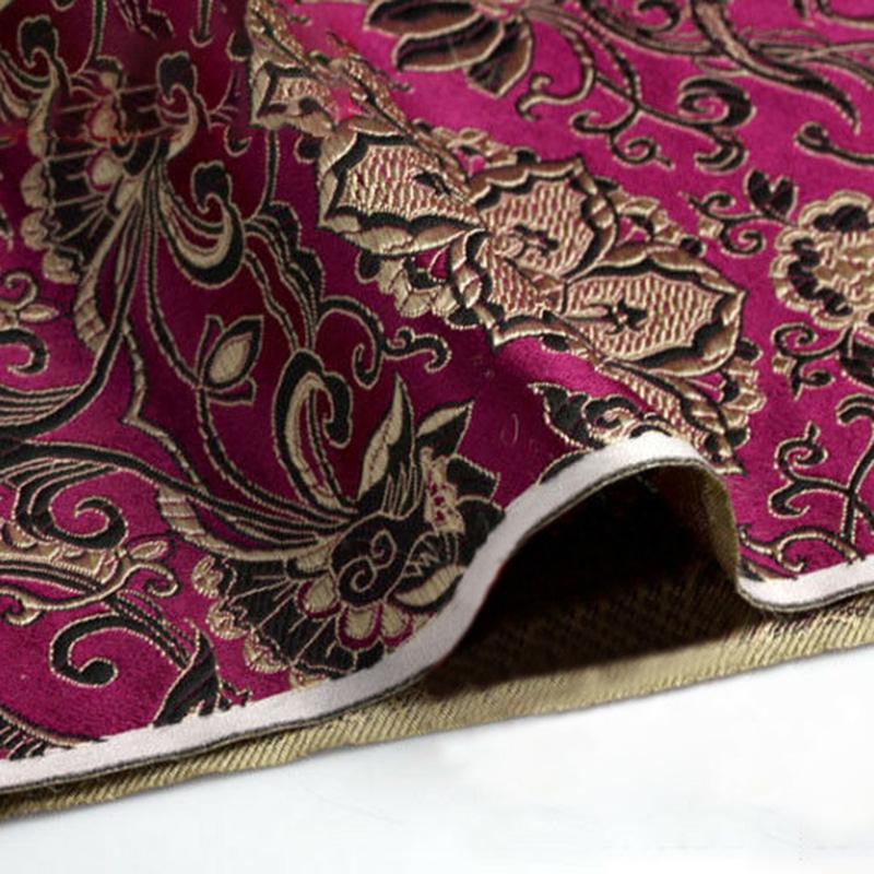 Vintage Damask Jacquard Brocade Lotus Fabric For Sewing Hanfu Formal Dress Kimono Silk Cosplay Clothes Tang Suit Satin Fabric